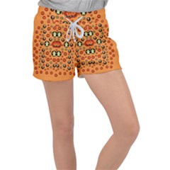 Happy Pumkins And Ghosts And  They Love The Season Women s Velour Lounge Shorts by pepitasart