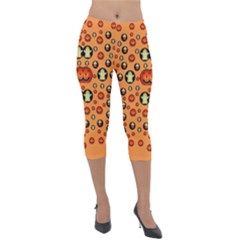 Happy Pumkins And Ghosts And  They Love The Season Lightweight Velour Capri Leggings  by pepitasart