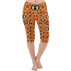 Happy Pumkins And Ghosts And  They Love The Season Lightweight Velour Cropped Yoga Leggings by pepitasart