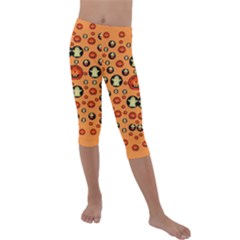 Happy Pumkins And Ghosts And  They Love The Season Kids  Lightweight Velour Capri Leggings  by pepitasart