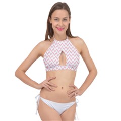 Chevrons Roses Cross Front Halter Bikini Top