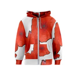 Coquelicots Fleurs Kids  Zipper Hoodie by kcreatif