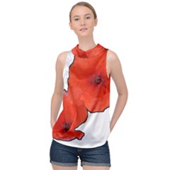 Coquelicots Fleurs High Neck Satin Top by kcreatif