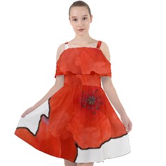 Coquelicots Fleurs Cut Out Shoulders Chiffon Dress