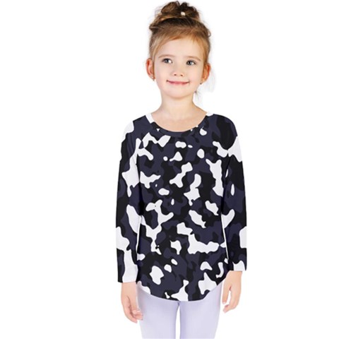 Camouflage Bleu Kids  Long Sleeve Tee by kcreatif