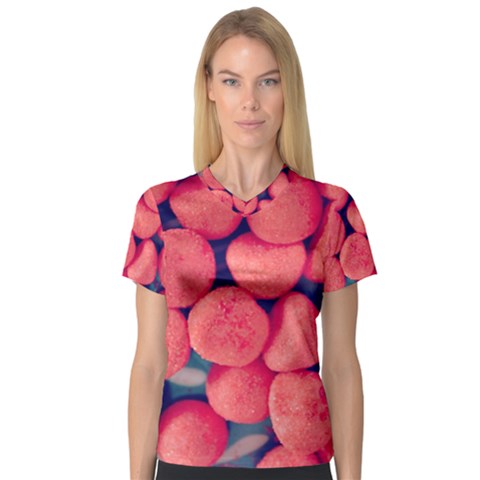 Fraise Bonbons V-neck Sport Mesh Tee by kcreatif