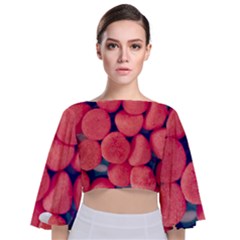 Fraise Bonbons Tie Back Butterfly Sleeve Chiffon Top by kcreatif