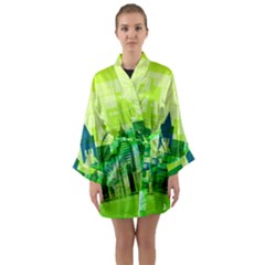 Architecture Skyline Long Sleeve Satin Kimono