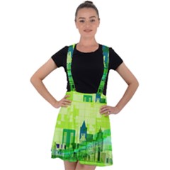 Architecture Skyline Velvet Suspender Skater Skirt by Wegoenart