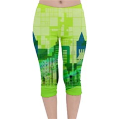 Architecture Skyline Velvet Capri Leggings  by Wegoenart