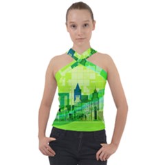 Architecture Skyline Cross Neck Velour Top by Wegoenart