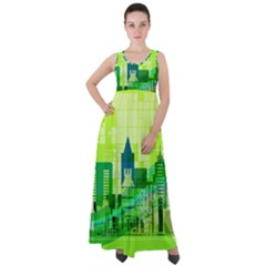 Architecture Skyline Empire Waist Velour Maxi Dress by Wegoenart