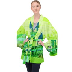 Architecture Skyline Long Sleeve Velvet Kimono 