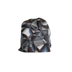 Triangles Polygon Color Silver Uni Drawstring Pouch (small) by Wegoenart