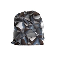 Triangles Polygon Color Silver Uni Drawstring Pouch (large) by Wegoenart