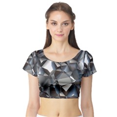 Triangles Polygon Color Silver Uni Short Sleeve Crop Top by Wegoenart