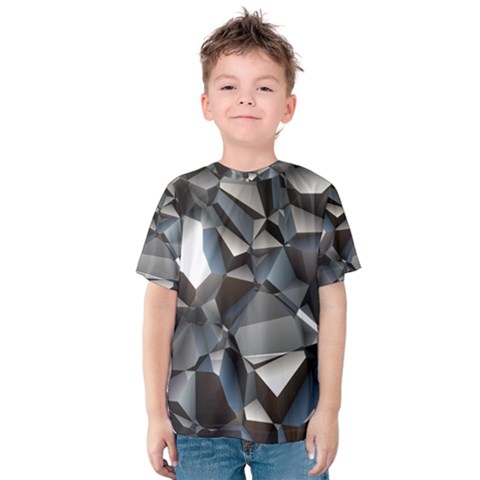 Triangles Polygon Color Silver Uni Kids  Cotton Tee by Wegoenart