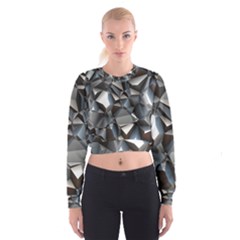 Triangles Polygon Color Silver Uni Cropped Sweatshirt by Wegoenart