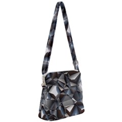 Triangles Polygon Color Silver Uni Zipper Messenger Bag by Wegoenart