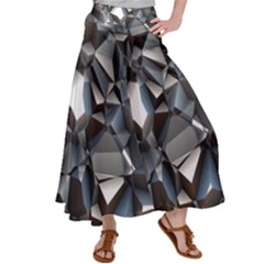 Triangles Polygon Color Silver Uni Satin Palazzo Pants by Wegoenart