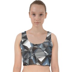 Triangles Polygon Color Silver Uni Velvet Racer Back Crop Top by Wegoenart