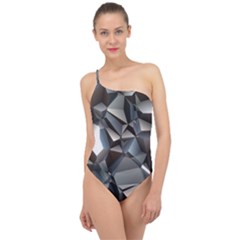 Triangles Polygon Color Silver Uni Classic One Shoulder Swimsuit by Wegoenart