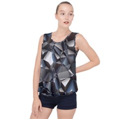 Triangles Polygon Color Silver Uni Bubble Hem Chiffon Tank Top by Wegoenart