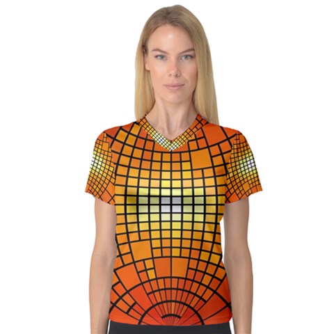 Pattern Background Rings Circle V-neck Sport Mesh Tee by Wegoenart