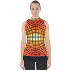 Pattern Background Rings Circle Mock Neck Shell Top by Wegoenart