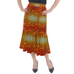 Pattern Background Rings Circle Midi Mermaid Skirt