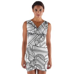 Phone Dial Communication Technology Wrap Front Bodycon Dress by Wegoenart