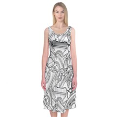 Phone Dial Communication Technology Midi Sleeveless Dress by Wegoenart