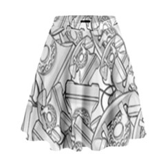 Phone Dial Communication Technology High Waist Skirt by Wegoenart