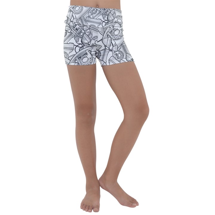 Phone Dial Communication Technology Kids  Lightweight Velour Yoga Shorts