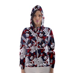 Snowman Winter Christmas Many Women s Hooded Windbreaker by Wegoenart