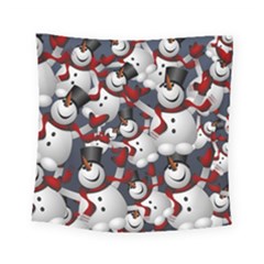 Snowman Winter Christmas Many Square Tapestry (small) by Wegoenart