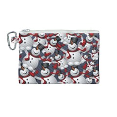 Snowman Winter Christmas Many Canvas Cosmetic Bag (medium)