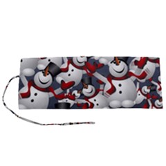 Snowman Winter Christmas Many Roll Up Canvas Pencil Holder (s)