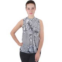 Entwine Fractals Rings Thorns Blow Mock Neck Chiffon Sleeveless Top by Wegoenart