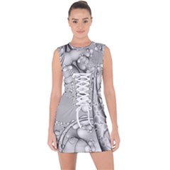 Entwine Fractals Rings Thorns Blow Lace Up Front Bodycon Dress