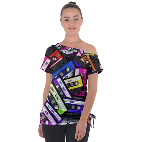 Cassette Many Record Graphics Tie-up Tee by Wegoenart