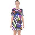 Cassette Many Record Graphics Sixties Short Sleeve Mini Dress View1