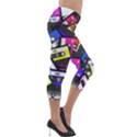 Cassette Many Record Graphics Lightweight Velour Capri Leggings  View4