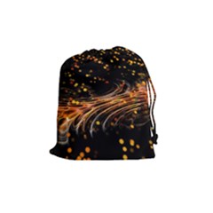 Abstract Background Particles Wave Drawstring Pouch (medium) by Wegoenart