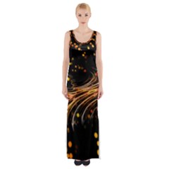 Abstract Background Particles Wave Thigh Split Maxi Dress by Wegoenart