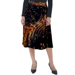 Abstract Background Particles Wave Classic Velour Midi Skirt  by Wegoenart