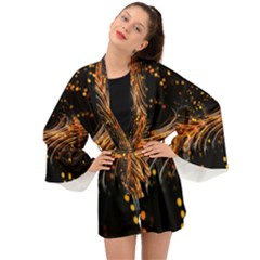 Abstract Background Particles Wave Long Sleeve Kimono