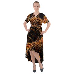 Abstract Background Particles Wave Front Wrap High Low Dress