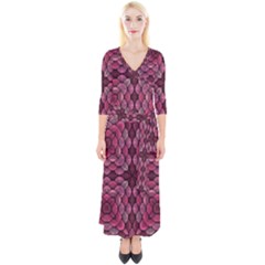 Abstract Pattern Mandala Decorative Quarter Sleeve Wrap Maxi Dress