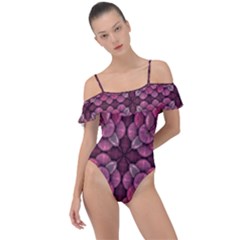 Abstract Pattern Mandala Decorative Frill Detail One Piece Swimsuit by Wegoenart